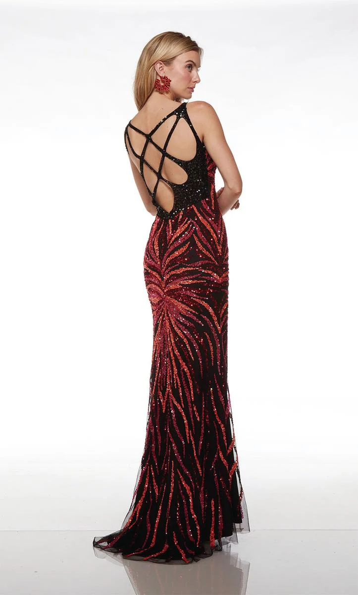 Alyce V-Neck Open Back Sequin Prom Dress 61694 - Image 6