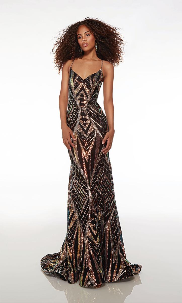Alyce Paris V-Neck Sequin Prom Dress 61698 - Image 3