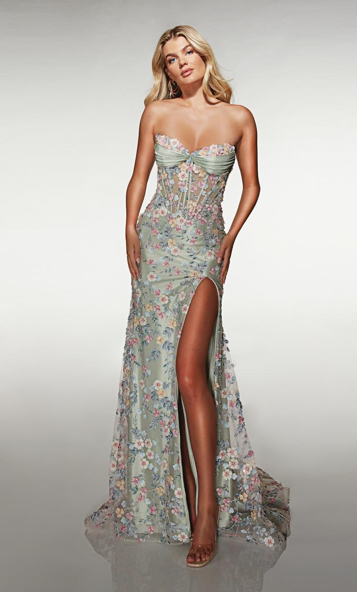 ALYCE Paris Strapless 3D Flower Fabric Prom Dress 62178