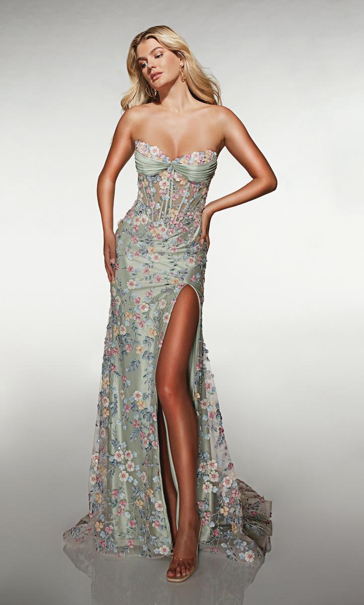 ALYCE Paris Strapless 3D Flower Fabric Prom Dress 62178 - Image 3