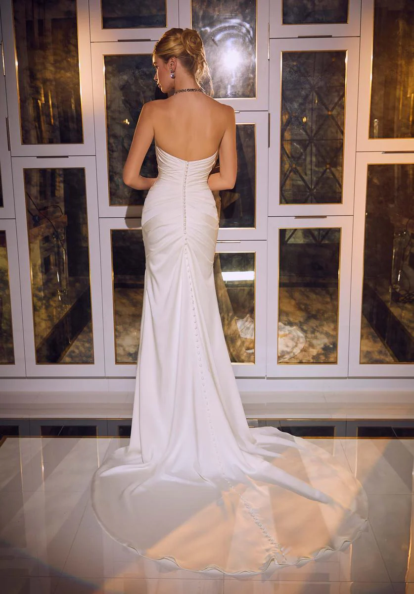 Amy & Eve Tula Ruched Soft Satin Wedding Dress 15076 - Image 2