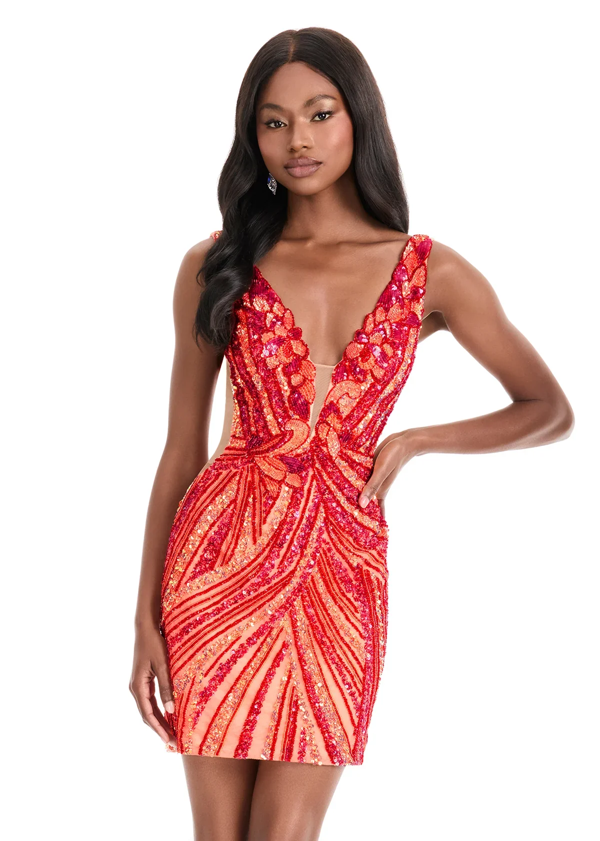 ASHLEYlauren Beaded Homecoming Dress 4893 - Image 5