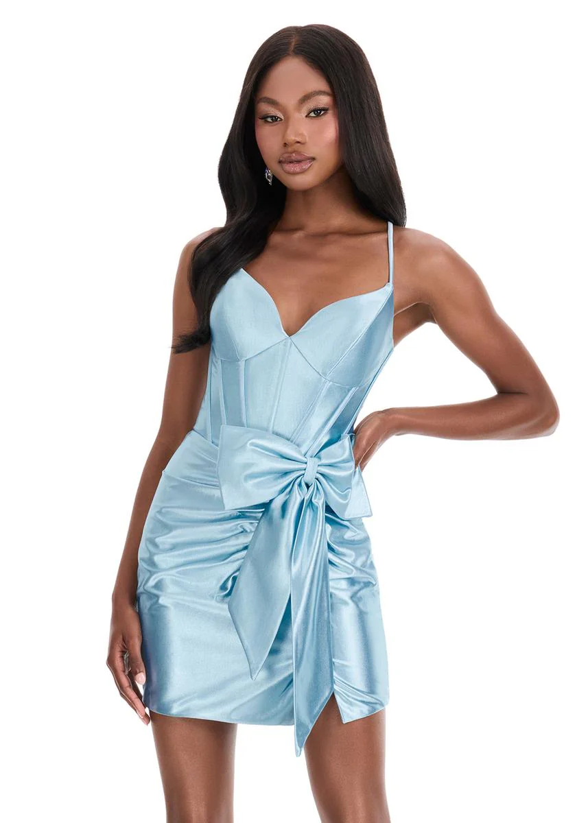 ASHLEYlauren Corset Bow Homecoming Dress 4827 - Image 5