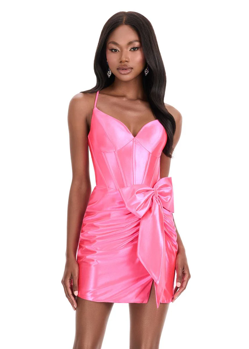 ASHLEYlauren Corset Bow Homecoming Dress 4827 - Image 7