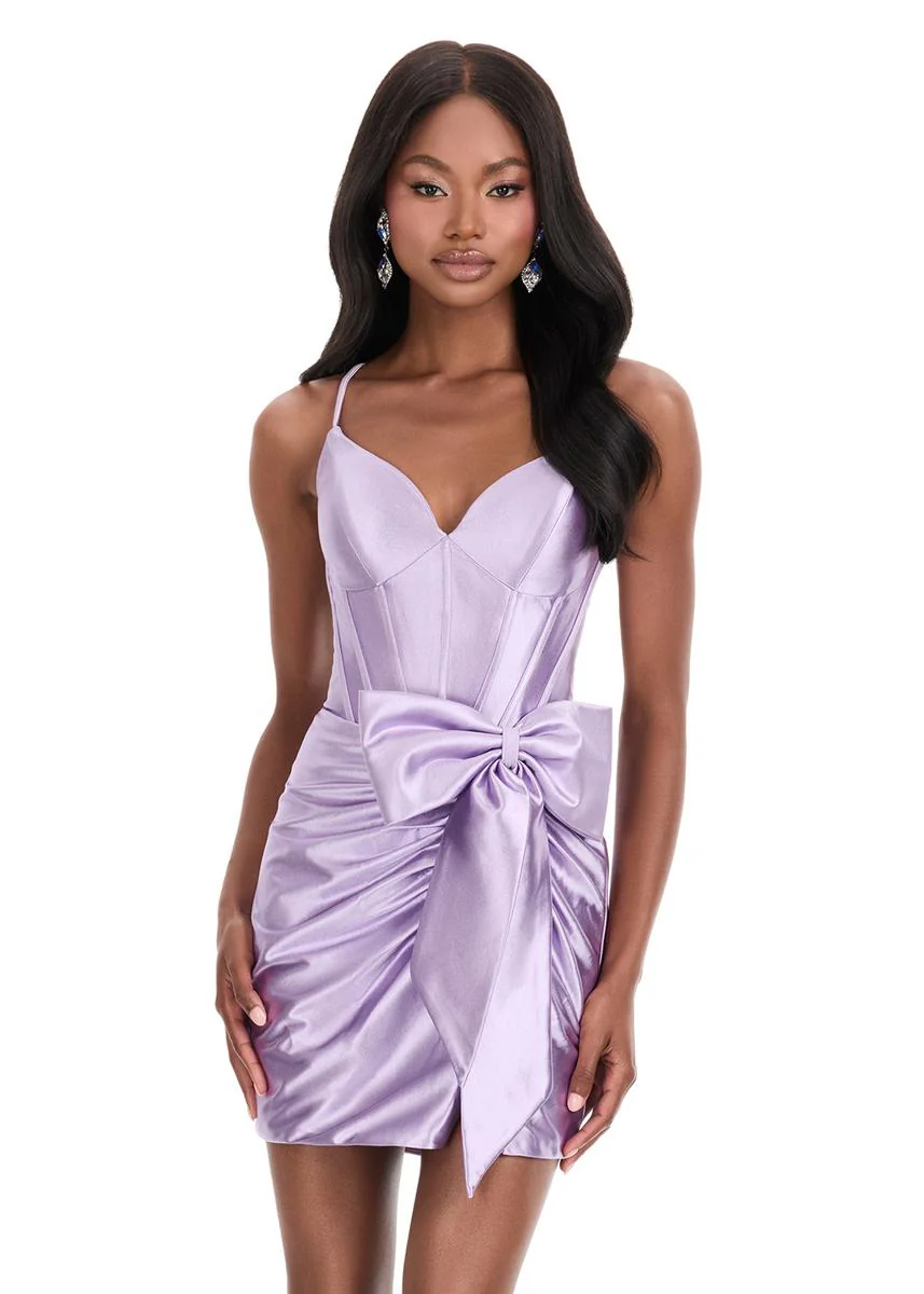 ASHLEYlauren Corset Bow Homecoming Dress 4827 - Image 9