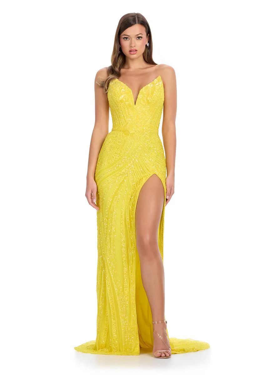 ASHLEYlauren Beaded Strapless Prom Dress 11236 - C - Image 37