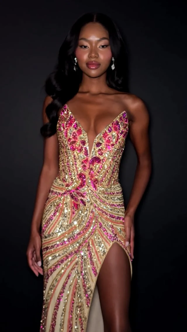 ASHLEYlauren Beaded Strapless Prom Dress 11236 - C - Image 53