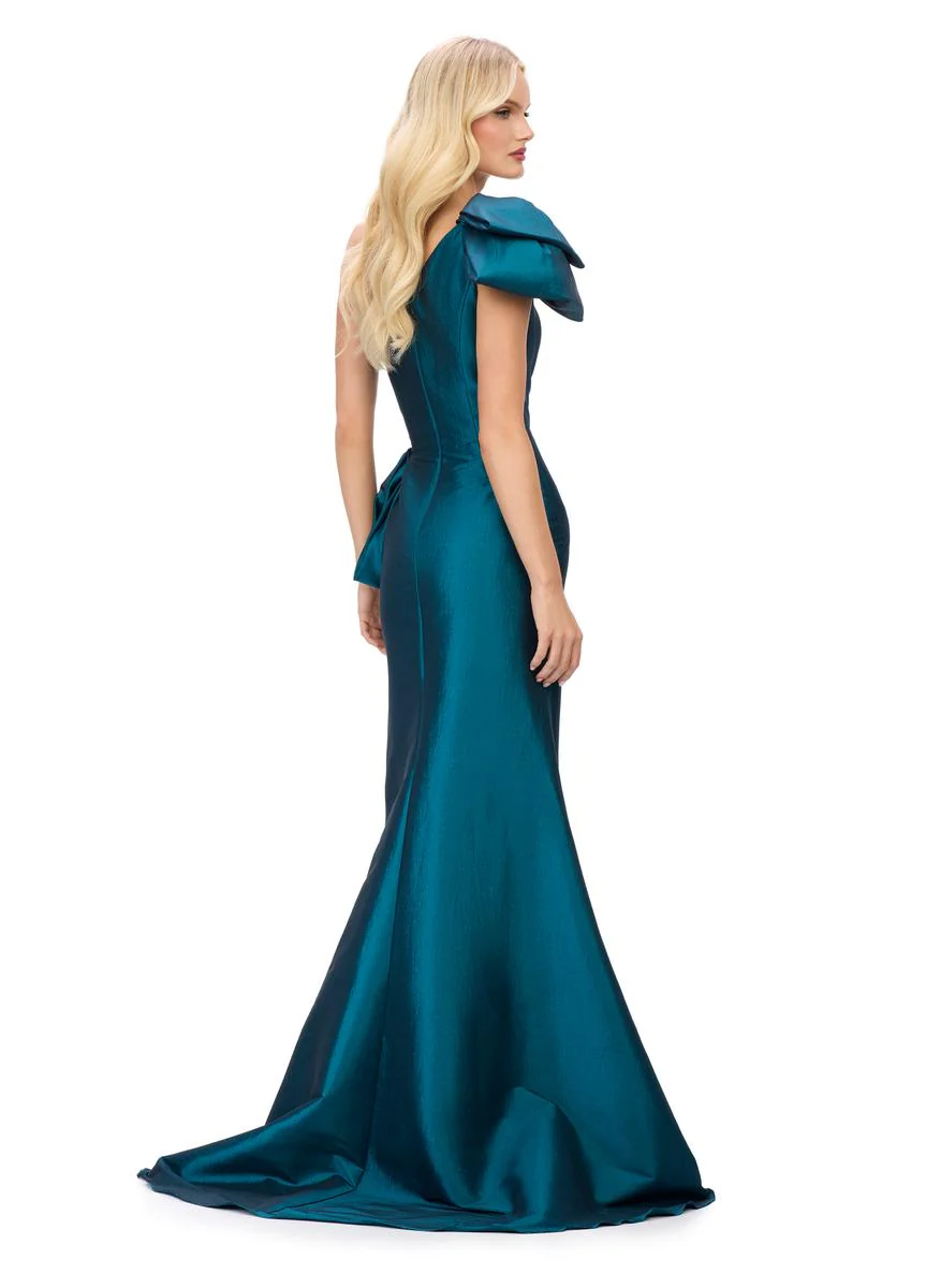 ASHLEYlauren One Shoulder Taffeta Prom Dress 11722 - Image 2