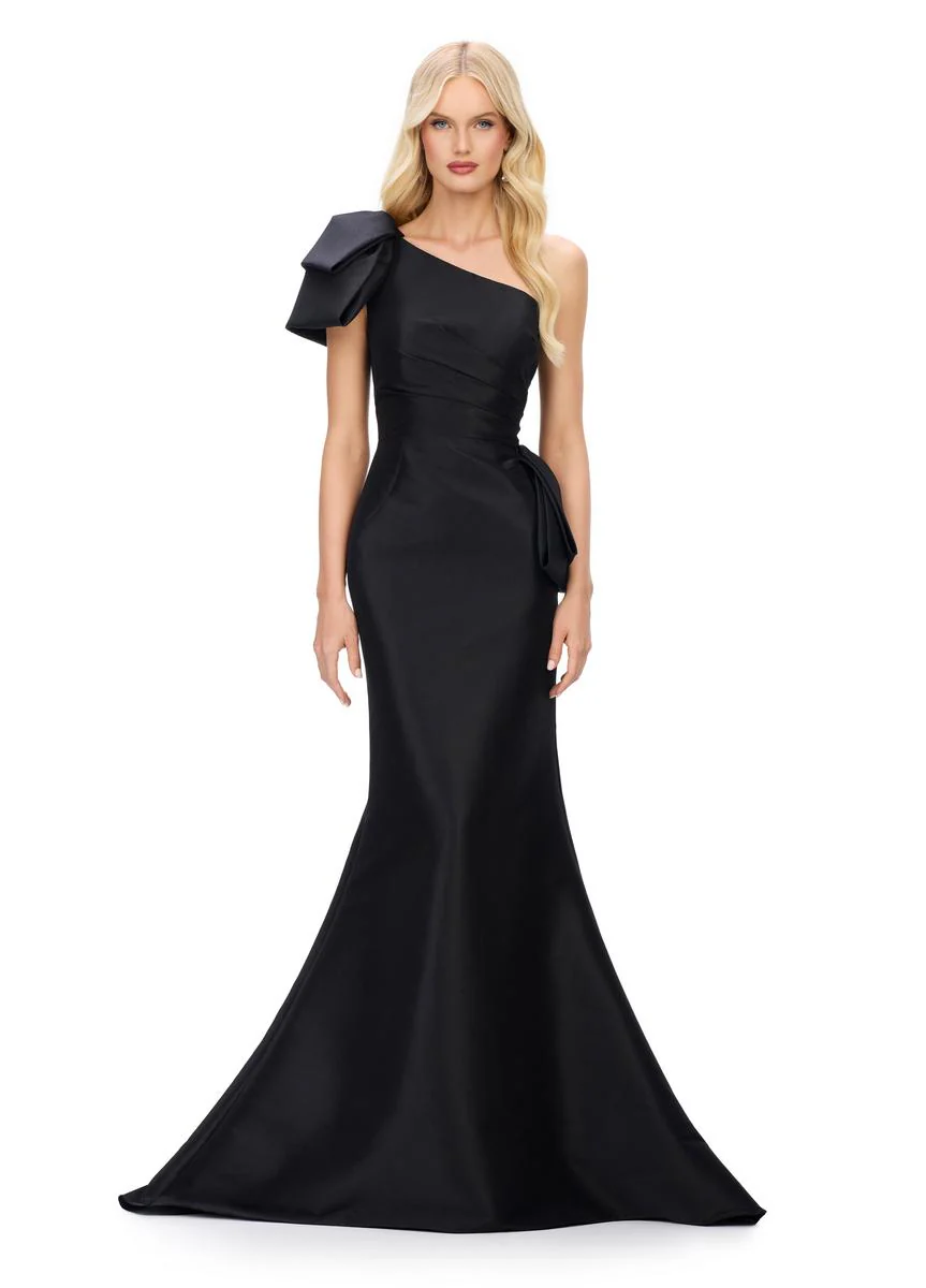 ASHLEYlauren One Shoulder Taffeta Prom Dress 11722 - Image 3