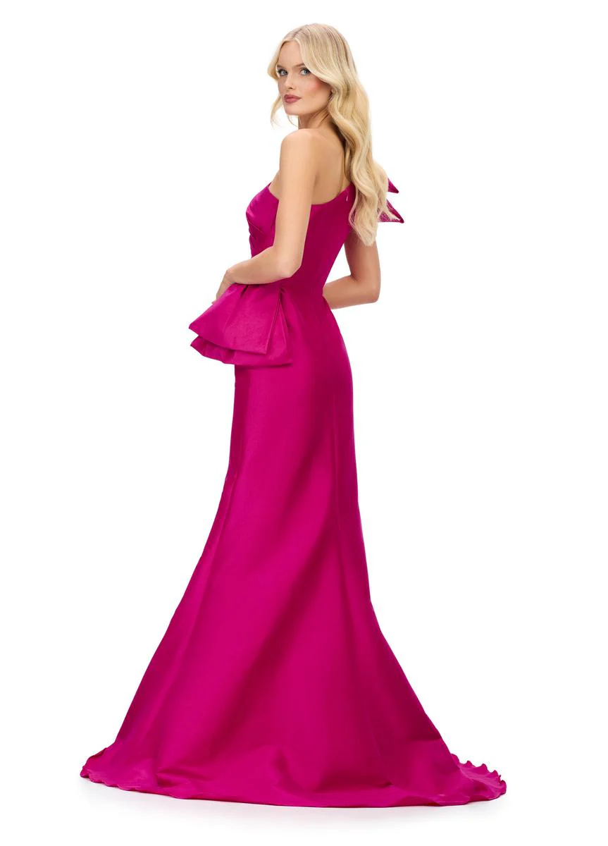 ASHLEYlauren One Shoulder Taffeta Prom Dress 11722 - Image 6