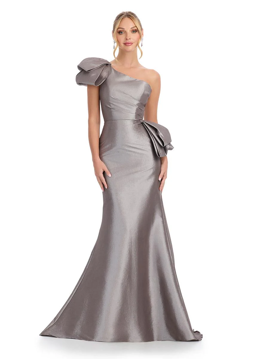 ASHLEYlauren One Shoulder Taffeta Prom Dress 11722 - Image 7
