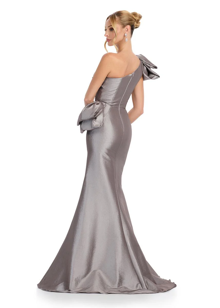 ASHLEYlauren One Shoulder Taffeta Prom Dress 11722 - Image 8