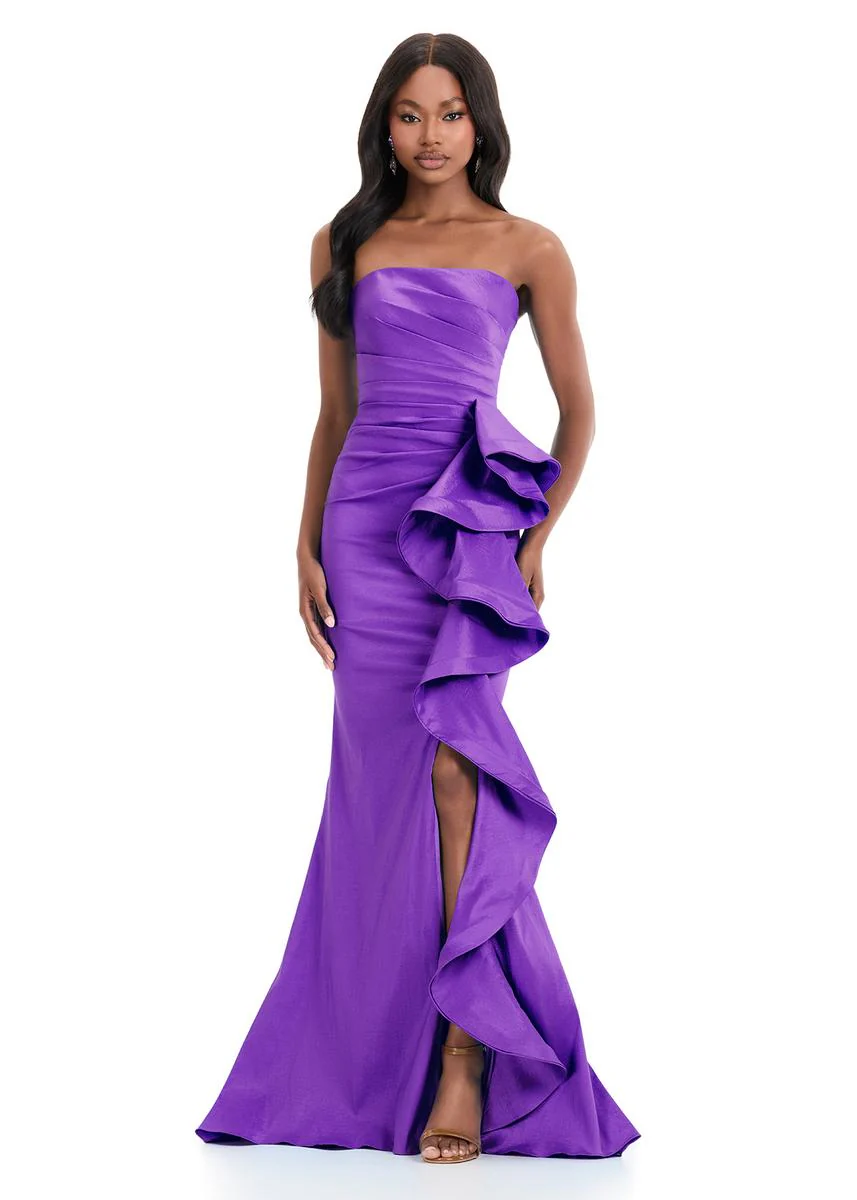 ASHLEYlauren Strapless Side Ruffle Prom Dress 11751 - B - Image 12