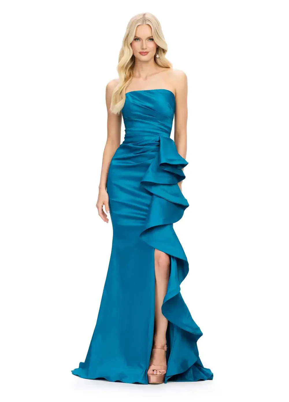 ASHLEYlauren Strapless Side Ruffle Prom Dress 11751 - B - Image 27