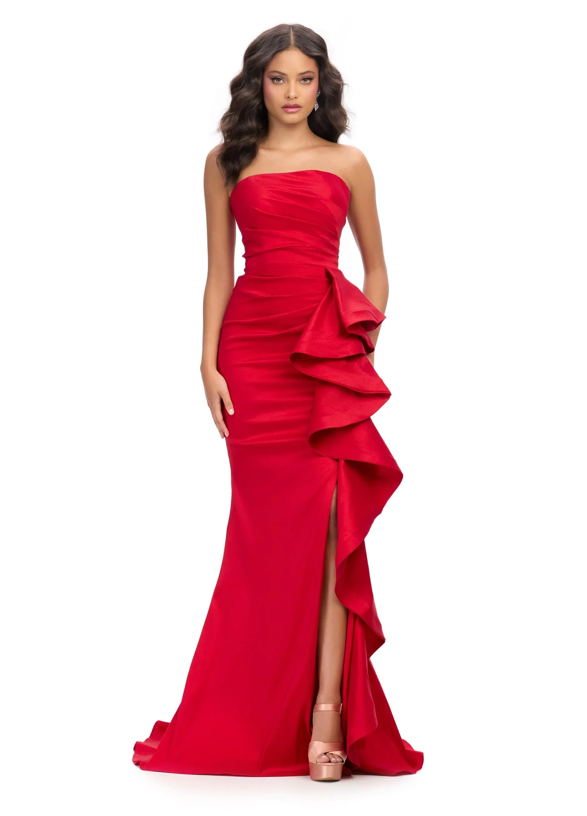 ASHLEYlauren Strapless Side Ruffle Prom Dress 11751 - B - Image 29