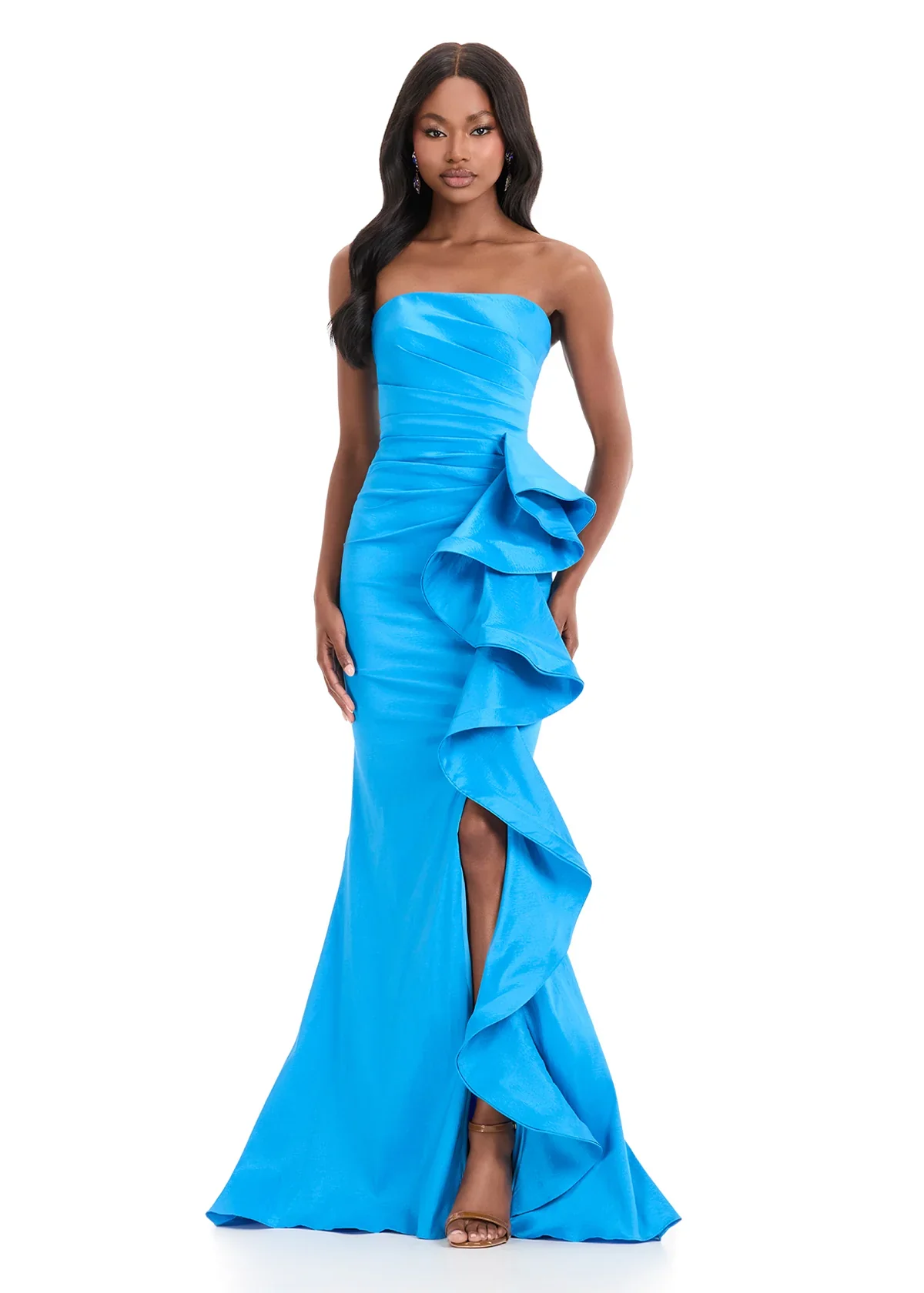 ASHLEYlauren Strapless Side Ruffle Prom Dress 11751 - B - Image 35