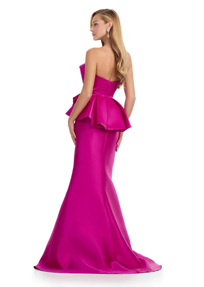 ASHLEYlauren Fit and Flare Peplum Waist Prom Dress 11874 - Image 6
