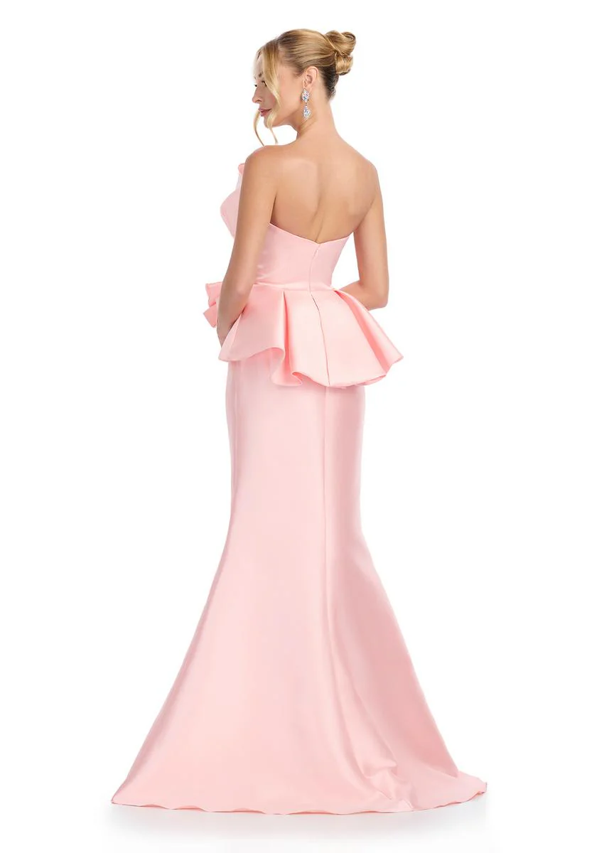 ASHLEYlauren Fit and Flare Peplum Waist Prom Dress 11874 - Image 8
