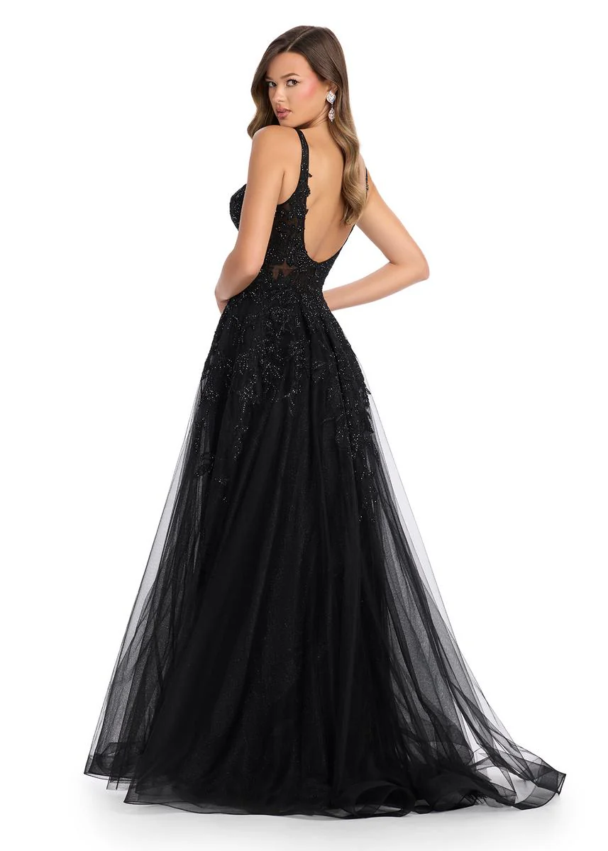 ASHLEYlauren Lace Illusion Long Prom Dress 11892 - Image 8