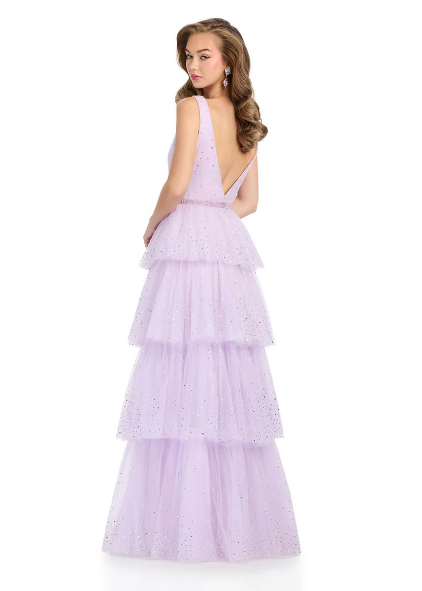 ASHLEYlauren Ruffle Bow Heat Stone Prom Dress 11894 - Image 2