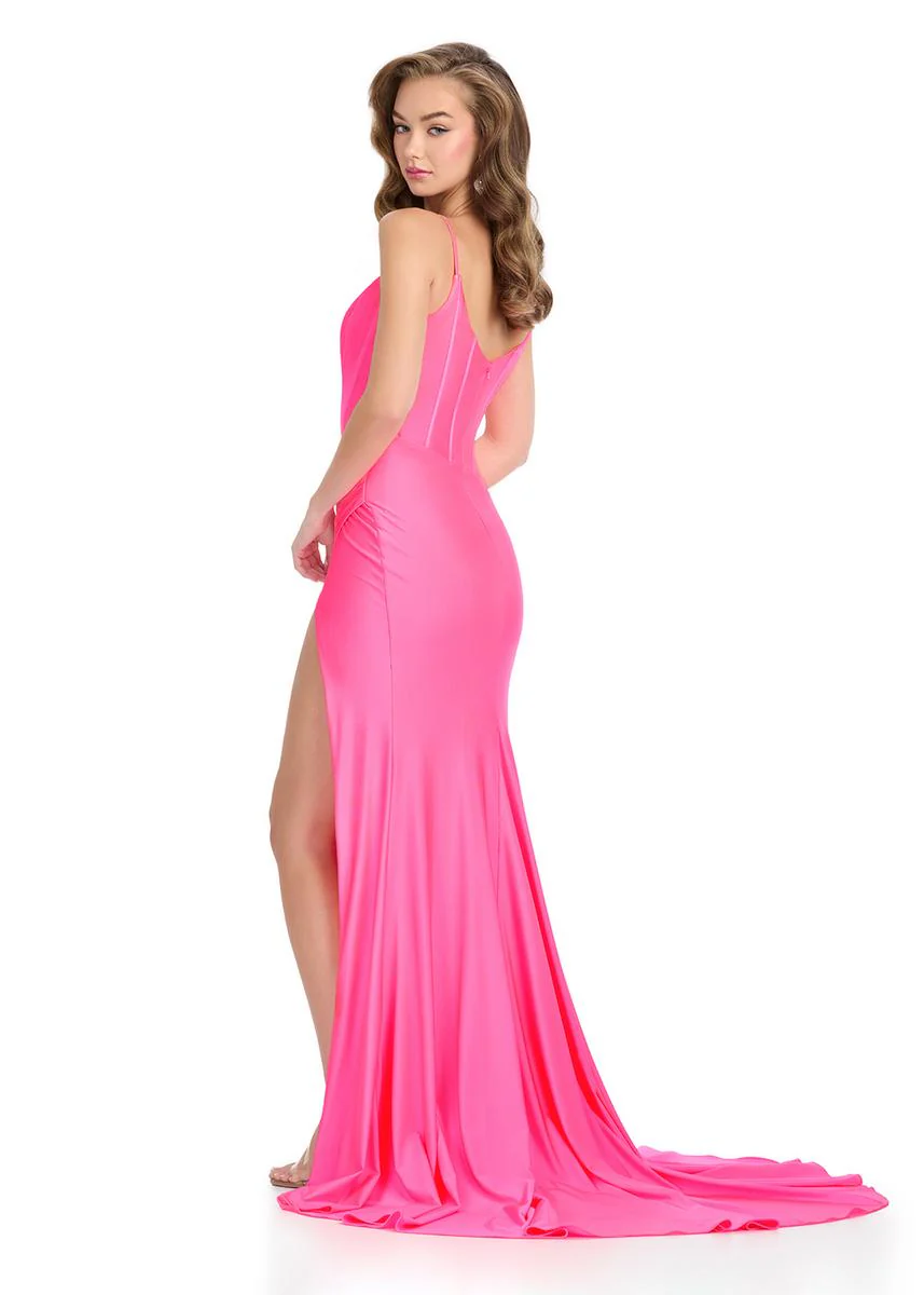 ASHLEYlauren Jersey Corset Wrap Skirt Prom Dress 11900 - Image 2