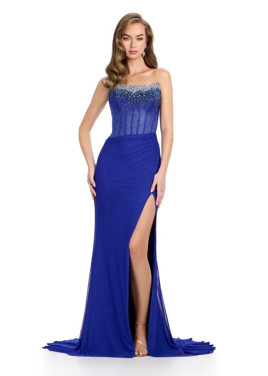 ASHLEYlauren Strapless Illusion Corset Prom Dress 11904 - Image 5