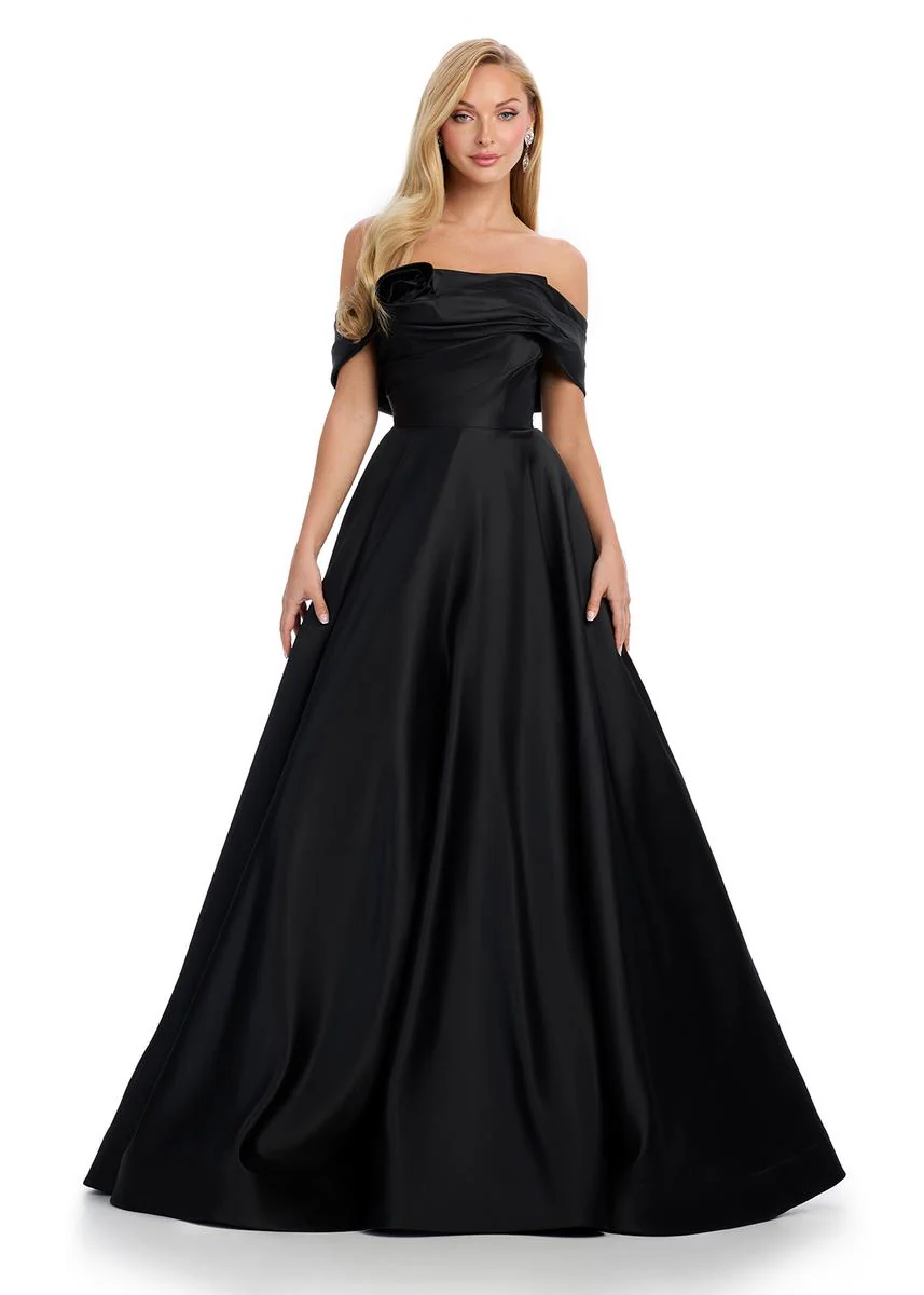 ASHLEYlauren Off Shoulder Mikado Dress 11914 - Image 5