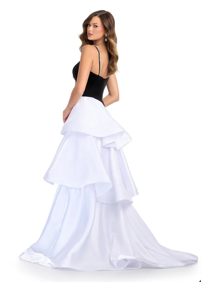 ASHLEYlauren Velvet Ruffle Prom Dress 11974 - Image 2