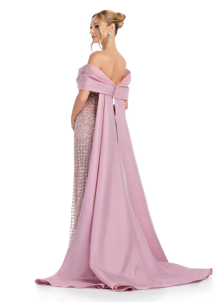 ASHLEYlauren Off-Shoulder Beaded Evening Gown 12020 - Image 2