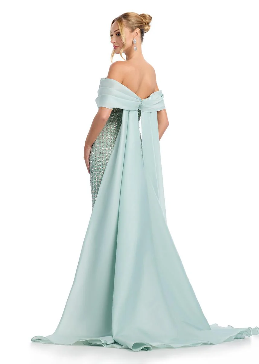 ASHLEYlauren Off-Shoulder Beaded Evening Gown 12020 - Image 4