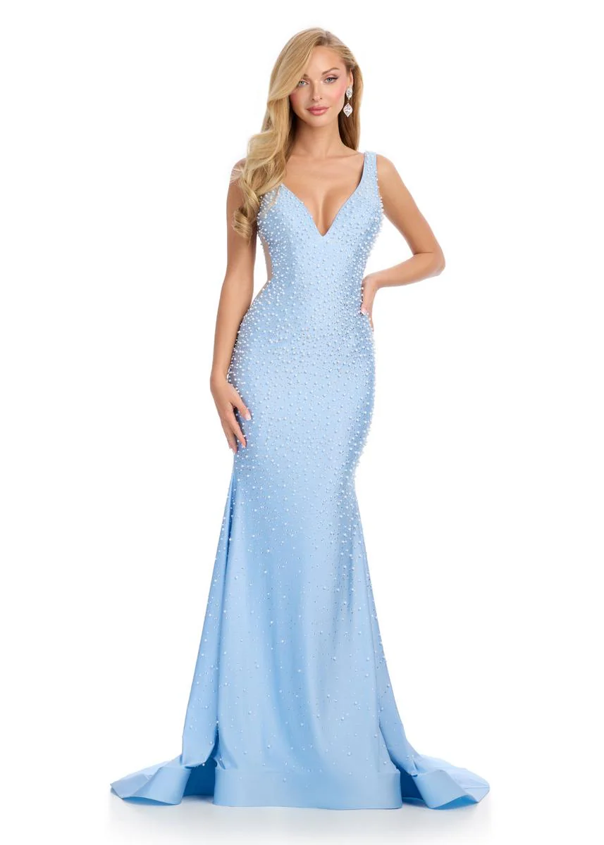 ASHLEYlauren Fitted Pearl Prom Dress 12030 - Image 8