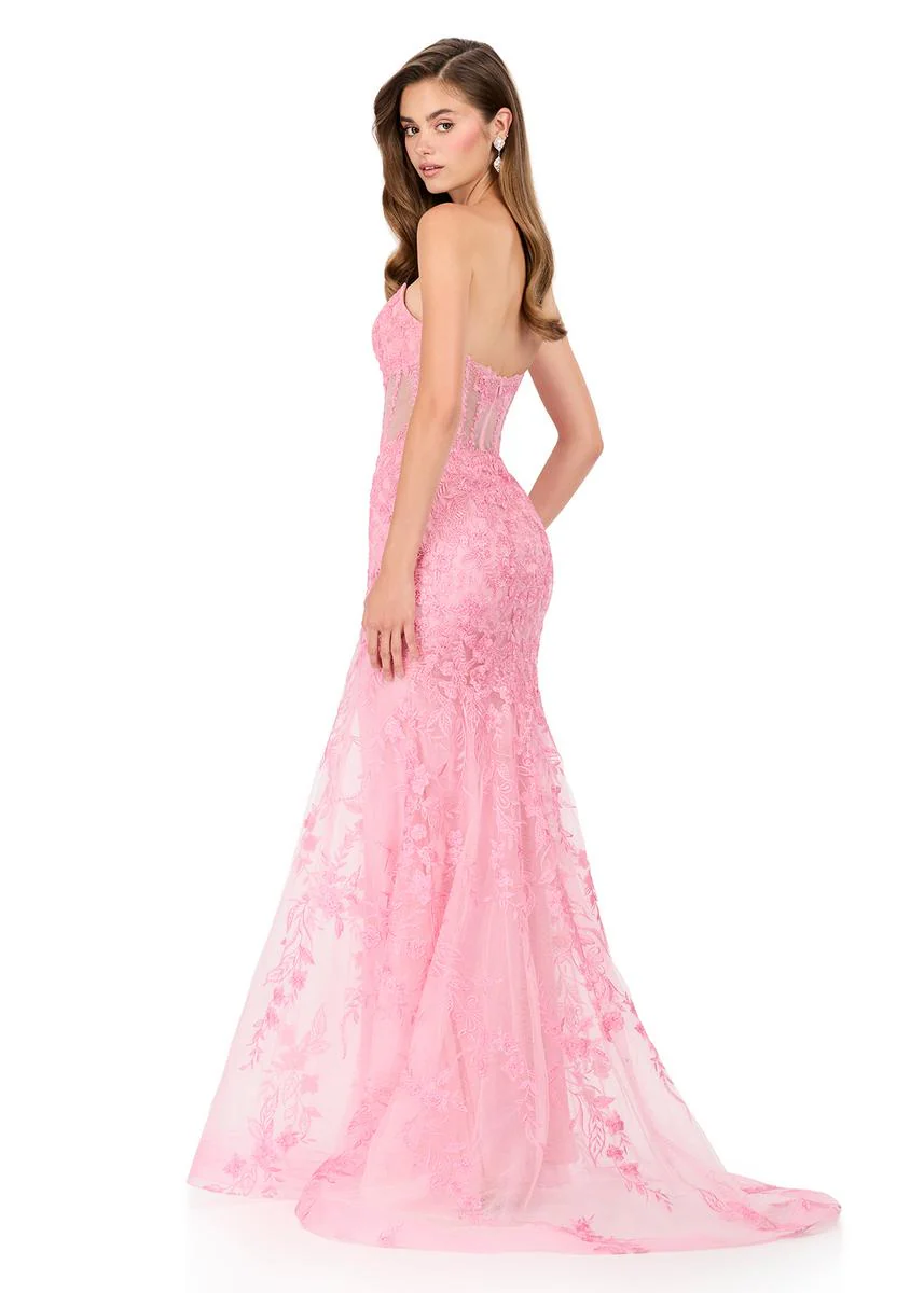 ASHLEYlauren Strapless Lace Corset Prom Dress 12060 - Image 2