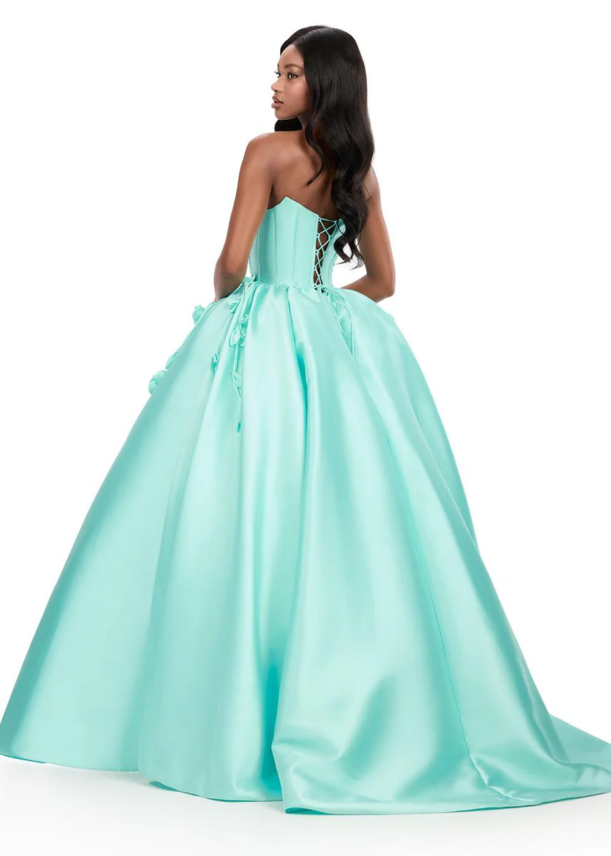 ASHLEYlauren Strapless 3D Applique Ballgown Dress 12062 - Image 6
