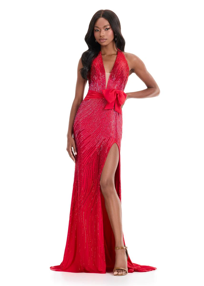 ASHLEYlauren Jersey Halter Prom Dress 12064 - Image 9