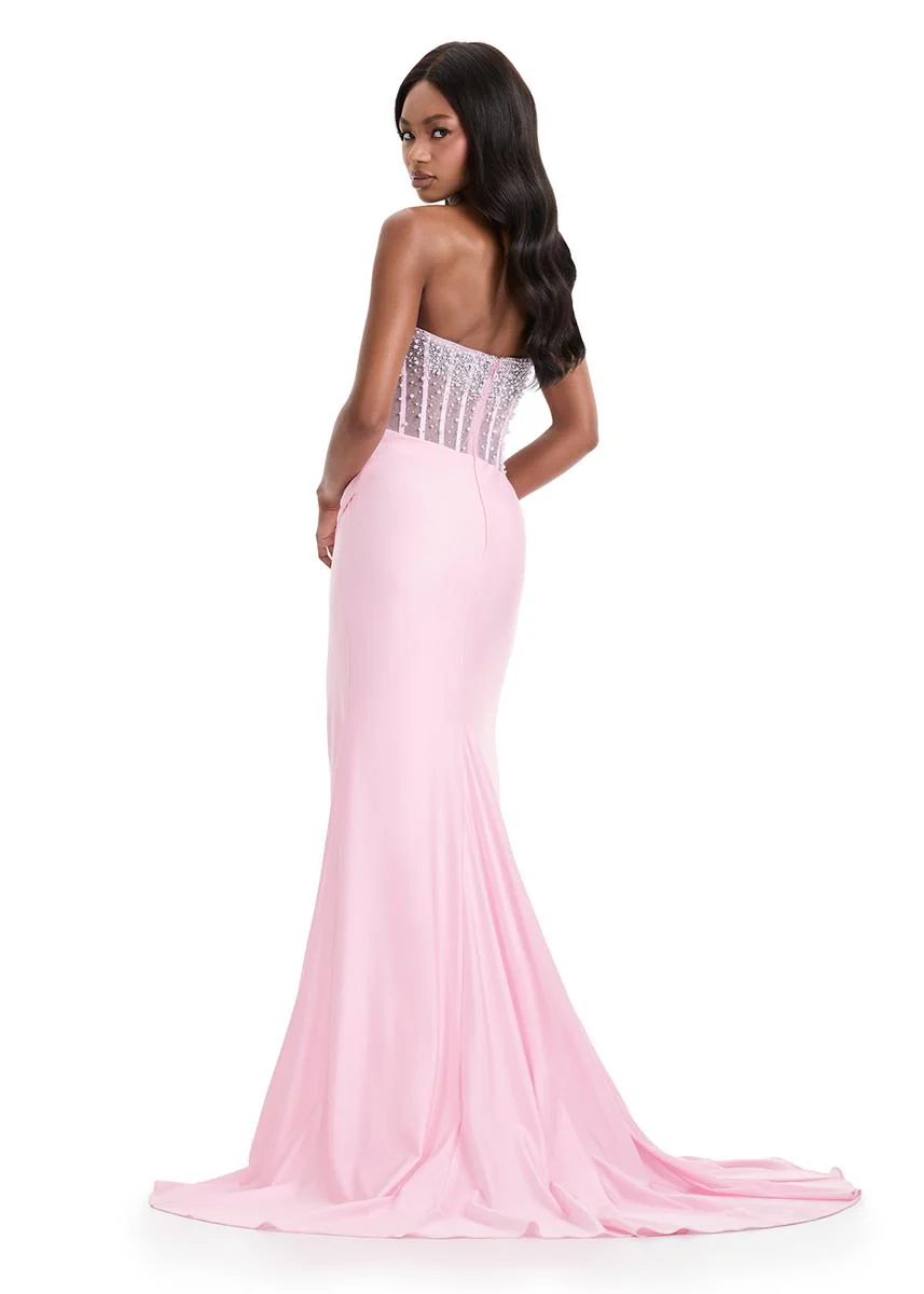 ASHLEYlauren Illusion Corset Prom Dress 12087 - Image 2