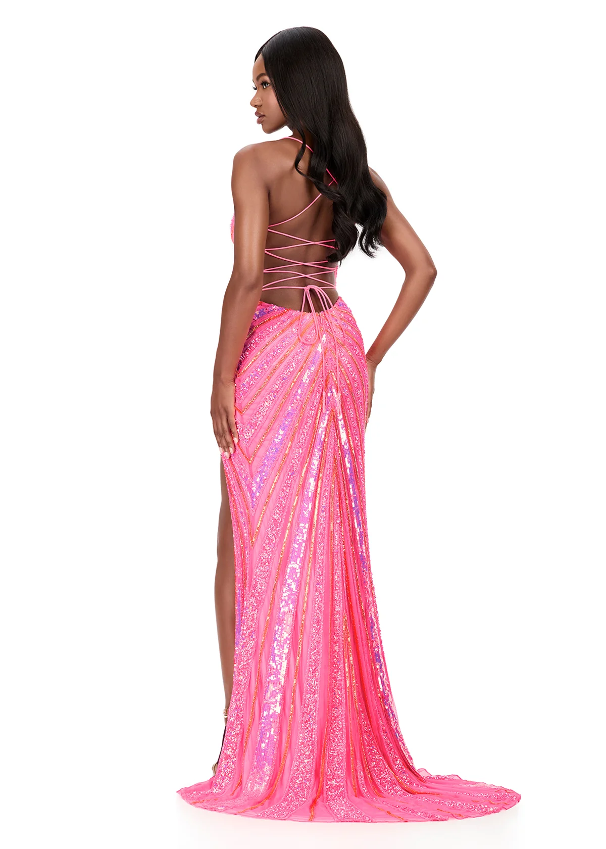 ASHLEYlauren Sequin Lace-up Back Prom Dress 12149 - Image 2