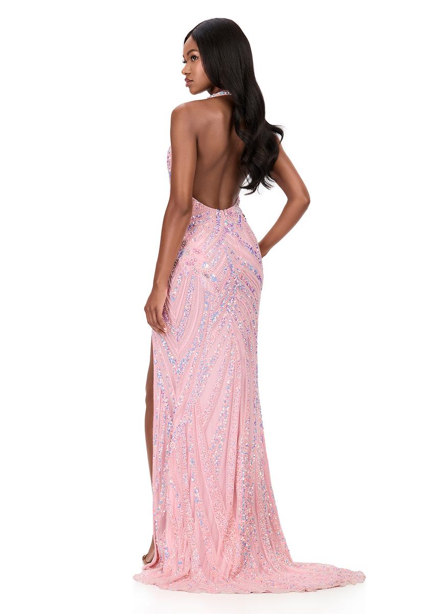 ASHLEYlauren Beaded Halter Dress 12151 - Image 4