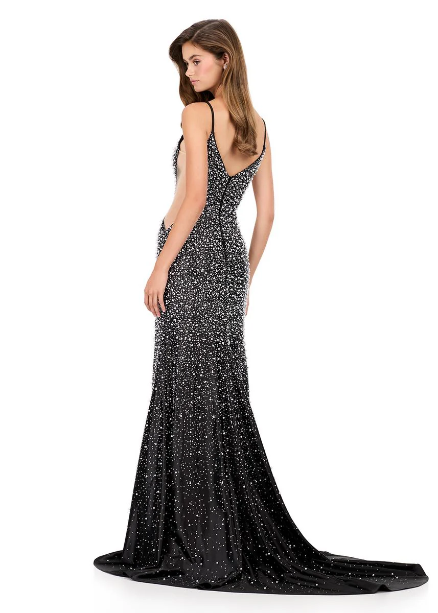 ASHLEYlauren Tight Pearl Open Back Prom Dress 12155 - Image 6