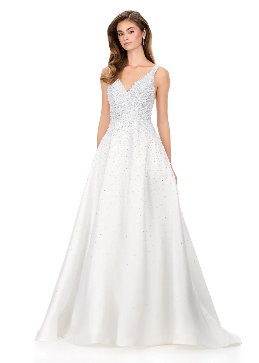 ASHLEYlauren Pearl Ball Gown Prom Dress 12160 - Image 9