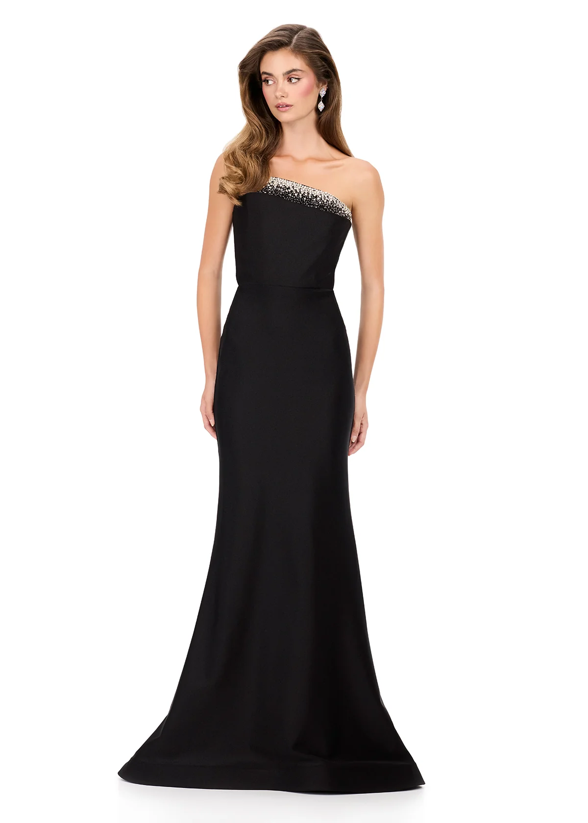 ASHLEYlauren Asymmetrical Bodice Prom Dress 12163
