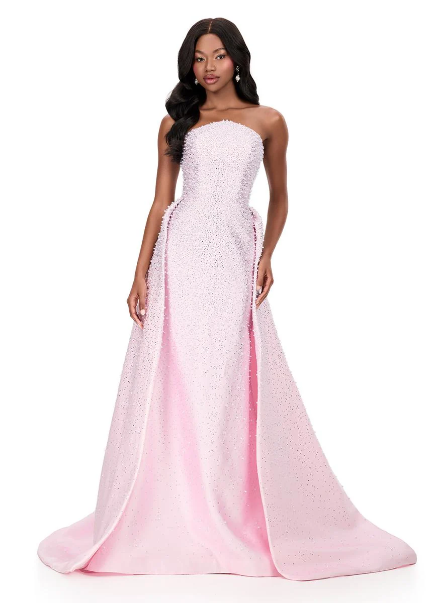 ASHLEYlauren Mikado Strapless Hot Stone Pageant Dress 12167