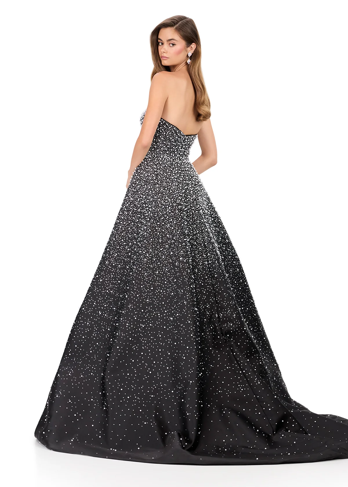 ASHLEYlauren Mikado Strapless Hot Stone Pageant Dress 12167 - Image 4
