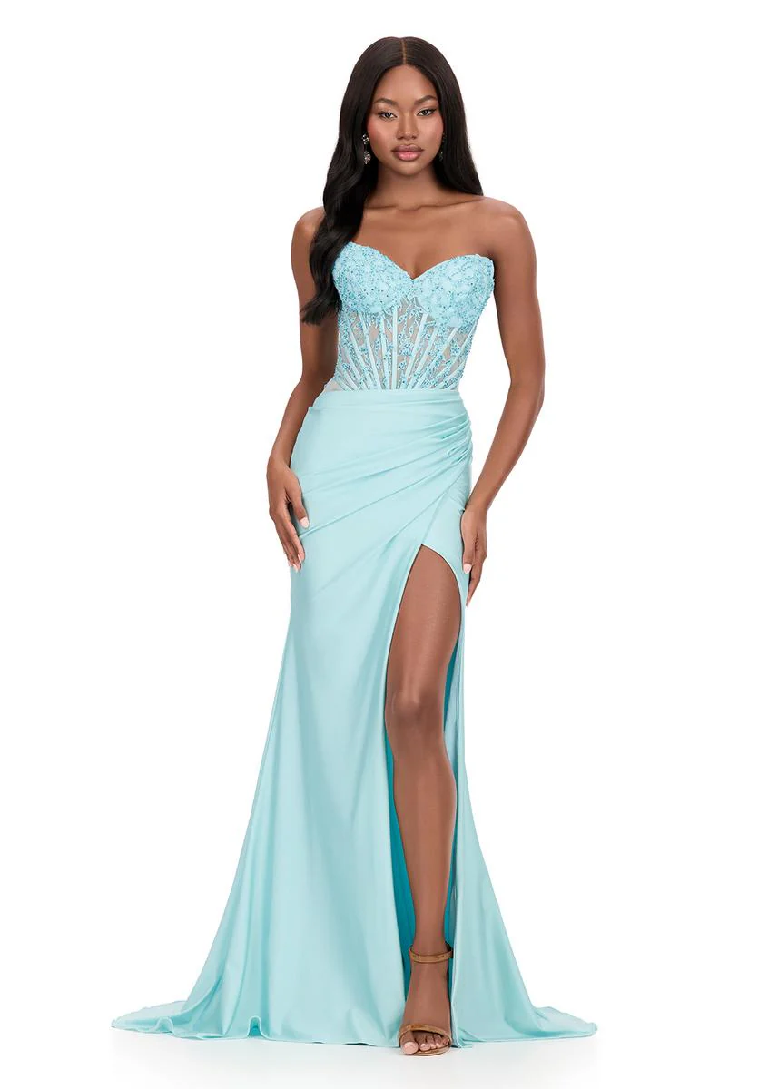 ASHLEYlauren Strapless Lace Corset Prom Dress 12168 - Image 9