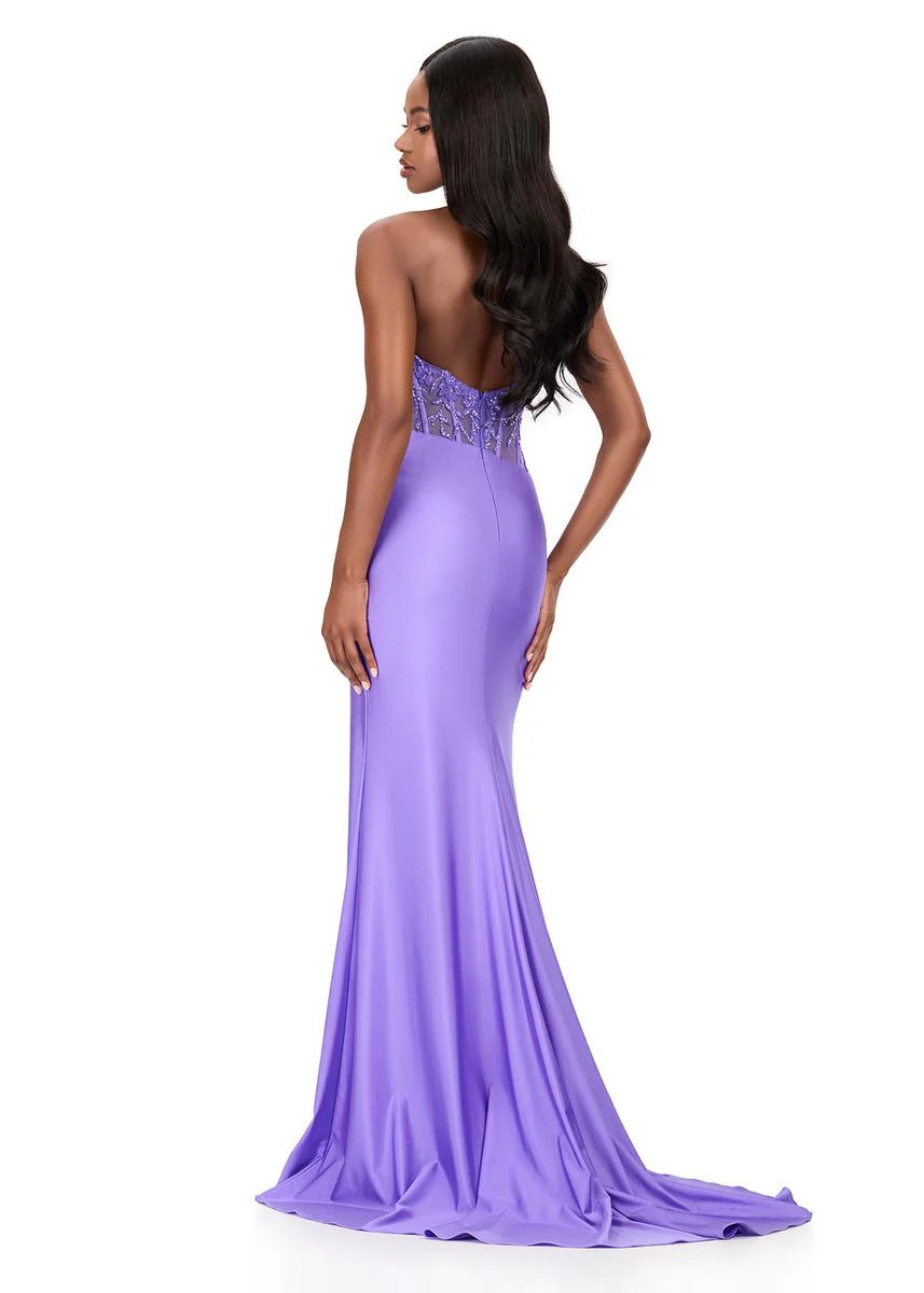 ASHLEYlauren Illusion Corset Halter Prom Dress 12169 - Image 2