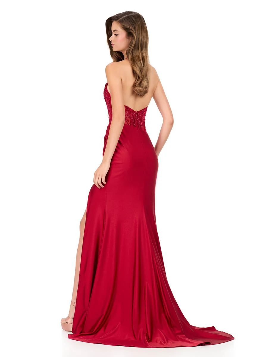 ASHLEYlauren Illusion Corset Halter Prom Dress 12169 - Image 4