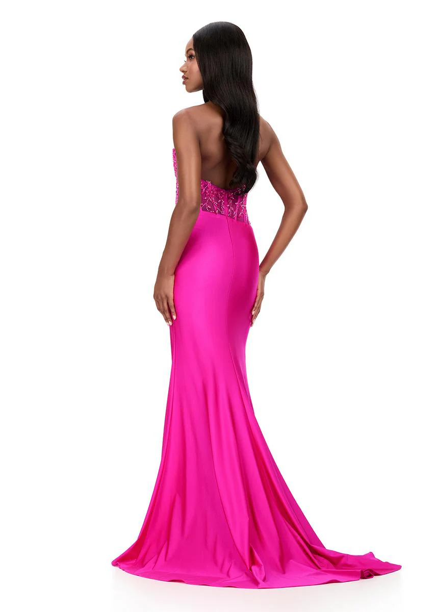 ASHLEYlauren Illusion Corset Halter Prom Dress 12169 - Image 6