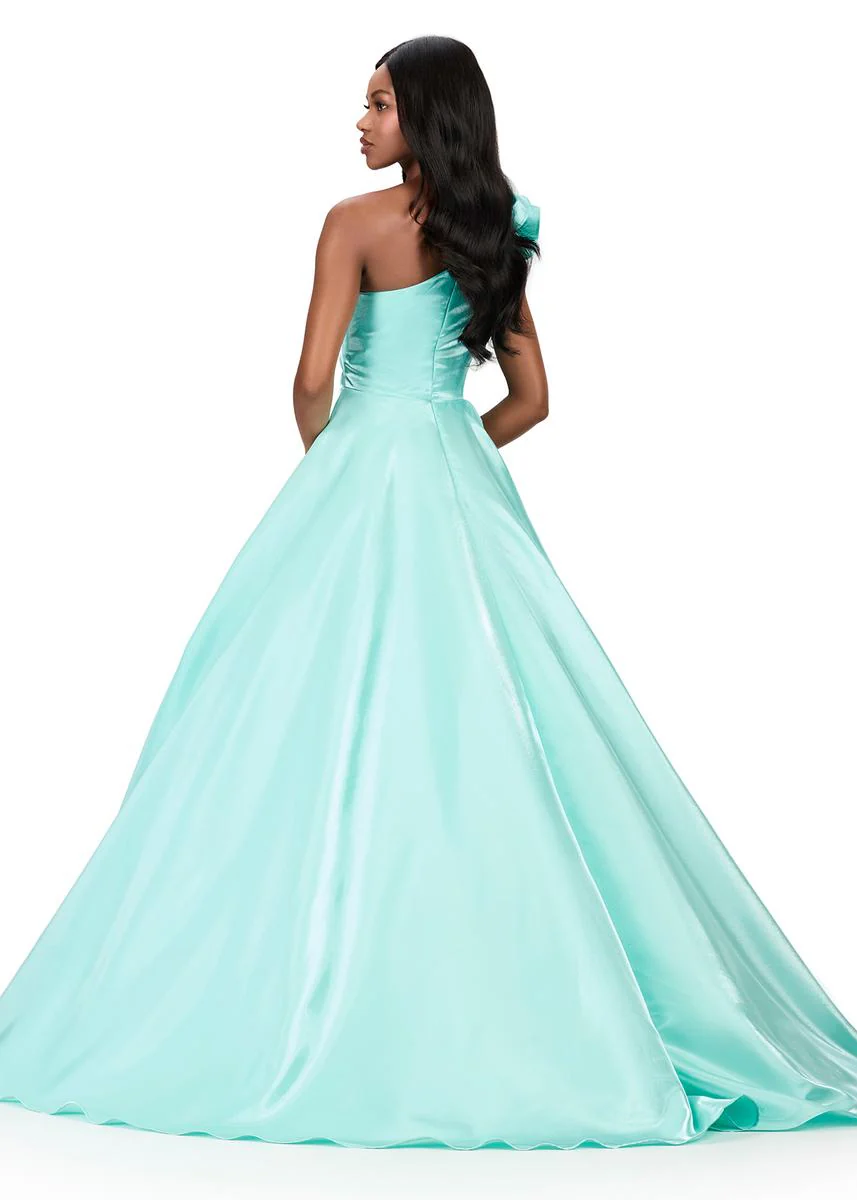 ASHLEYlauren One Shoulder Ruffle Detail Prom Dress 12171 - Image 6