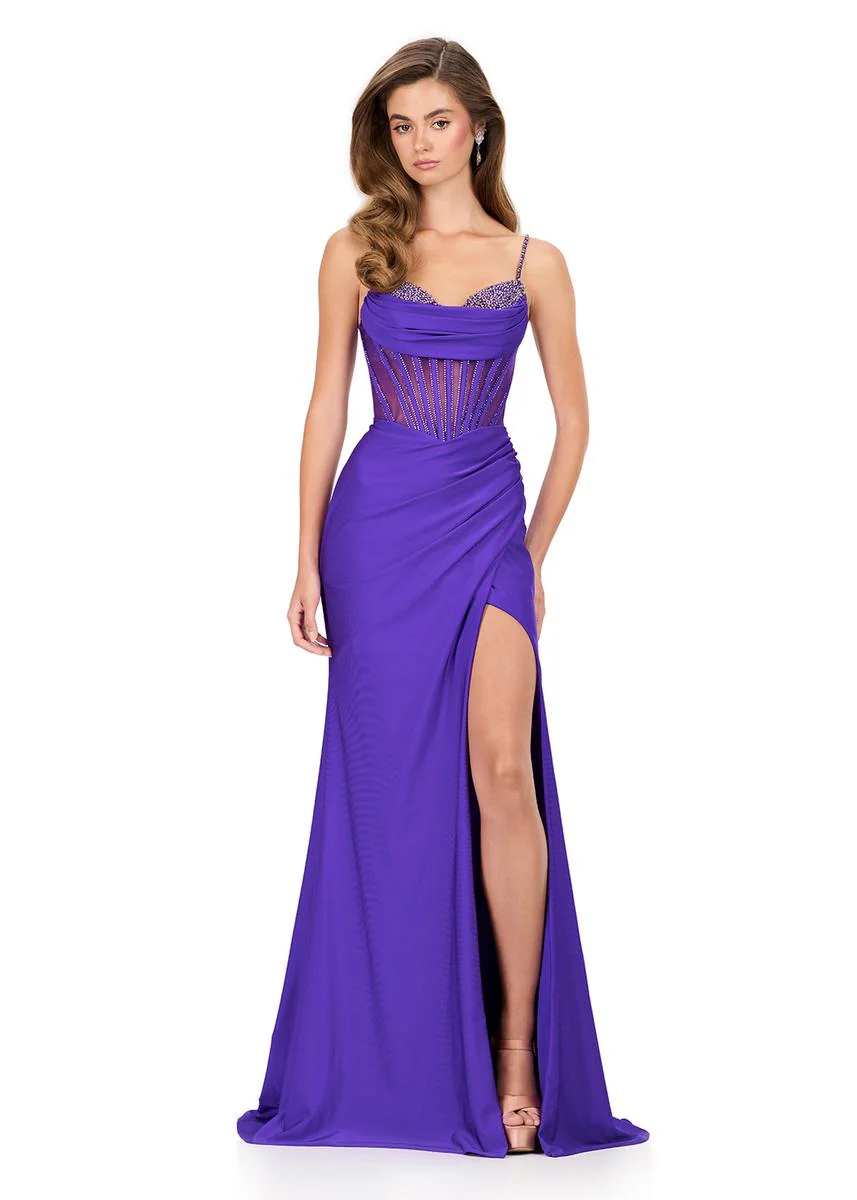 ASHLEYlauren Ruched Corset Prom Dress 12173 - Image 15