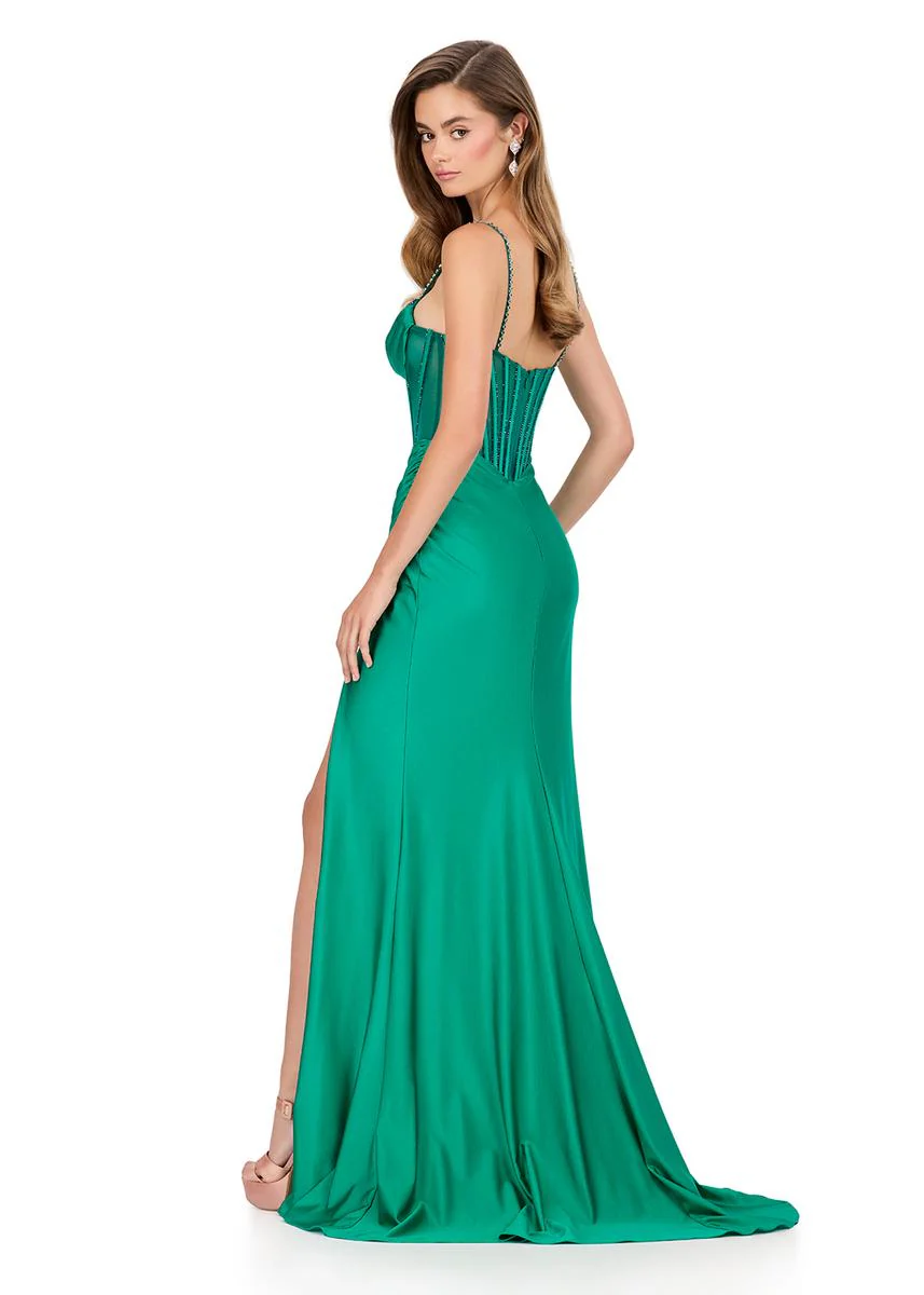 ASHLEYlauren Ruched Corset Prom Dress 12173 - Image 3