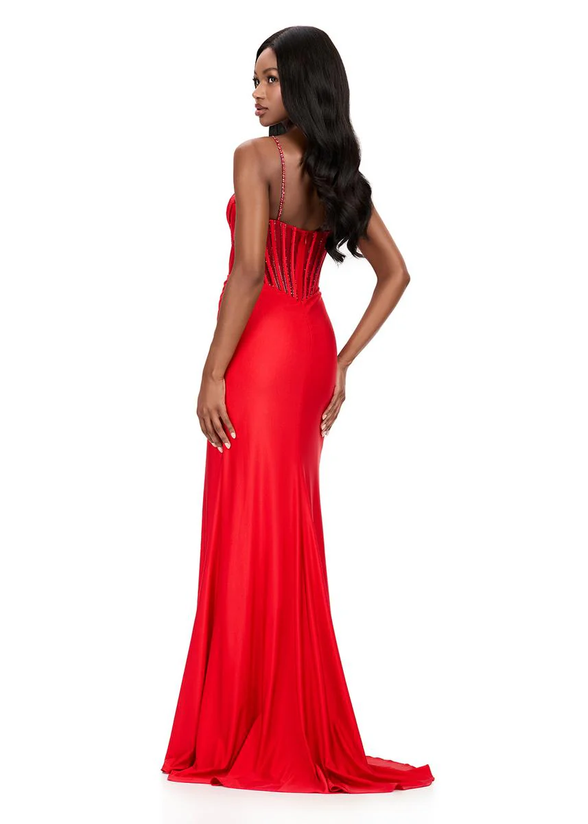 ASHLEYlauren Ruched Corset Prom Dress 12173 - Image 8